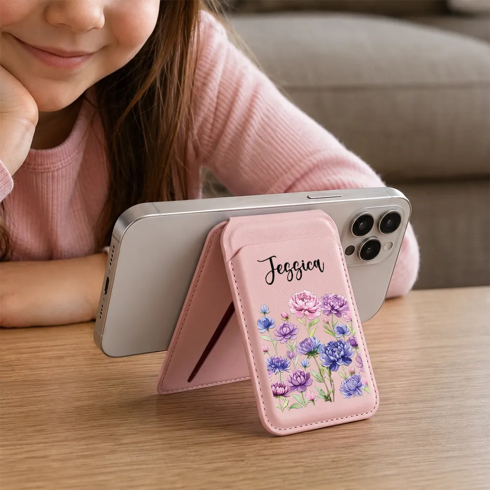 Birth Month Flower Booming For Her, Mothers, Sisters, Friends - Personalized Magnetic Phone Wallet