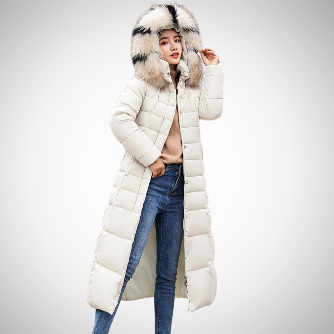 Carrie Long Belted Winter Puffer Coat for Women
