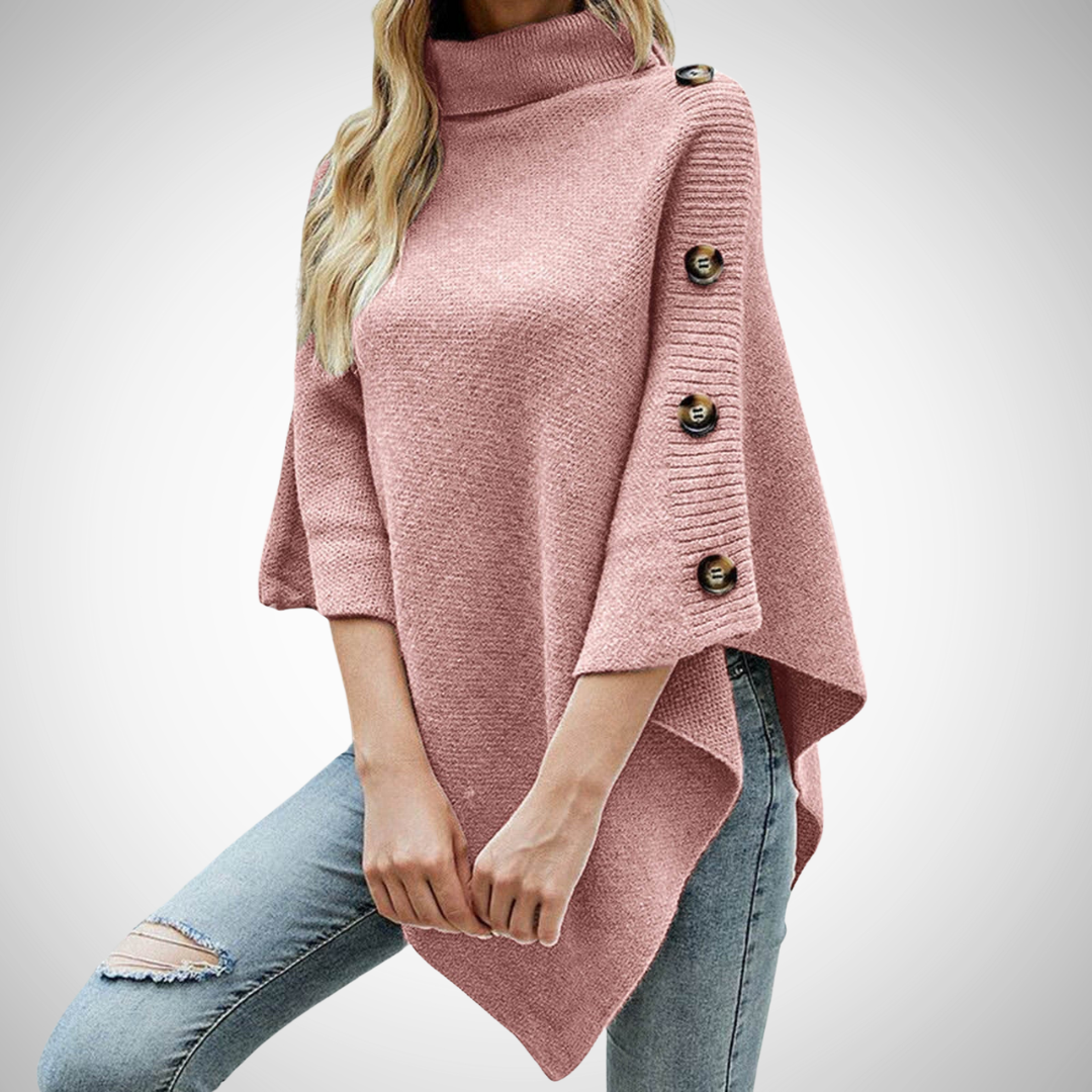 Isabella Button-Detail Knit Poncho for Women