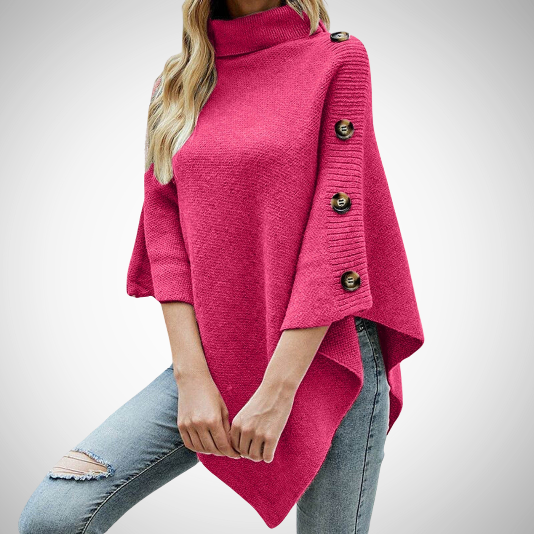 Isabella Button-Detail Knit Poncho for Women
