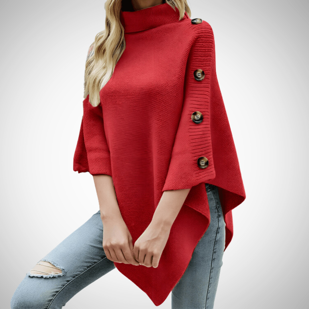 Ellanie Oversized Buttoned Poncho for Women