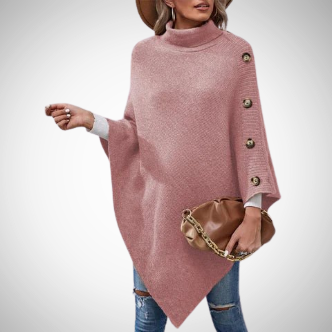 Isabella Button-Detail Knit Poncho for Women