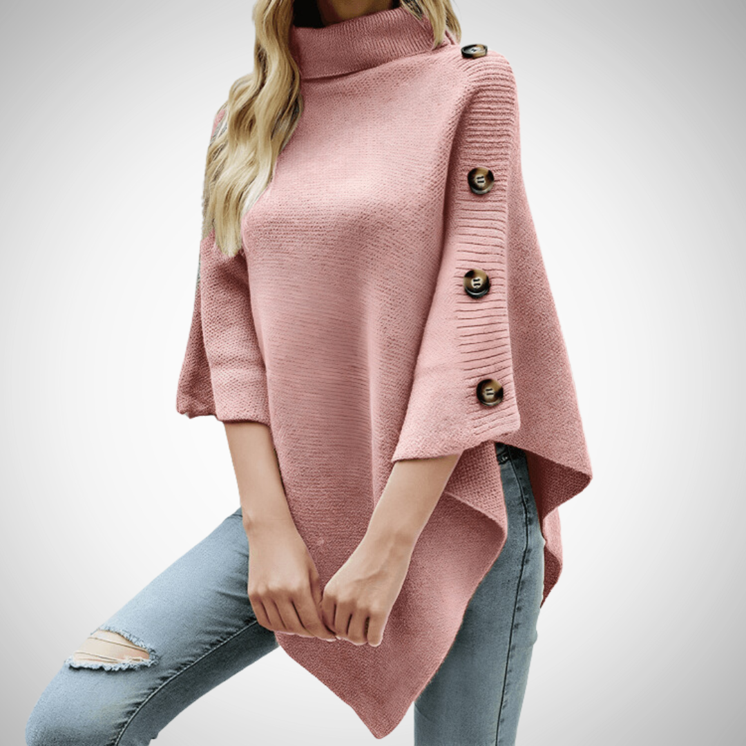Ellanie Oversized Buttoned Poncho for Women