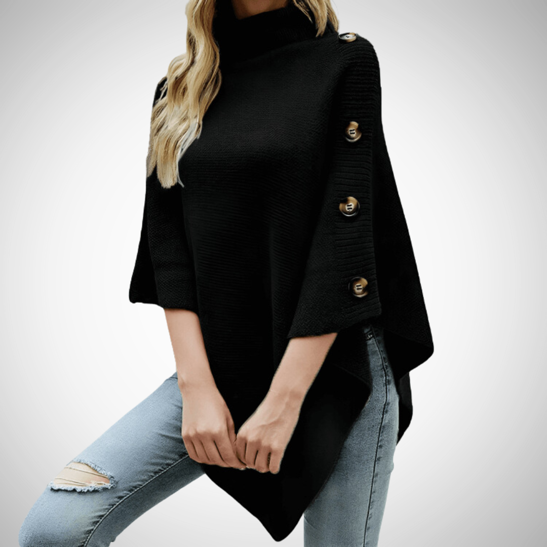 Ellanie Oversized Buttoned Poncho for Women