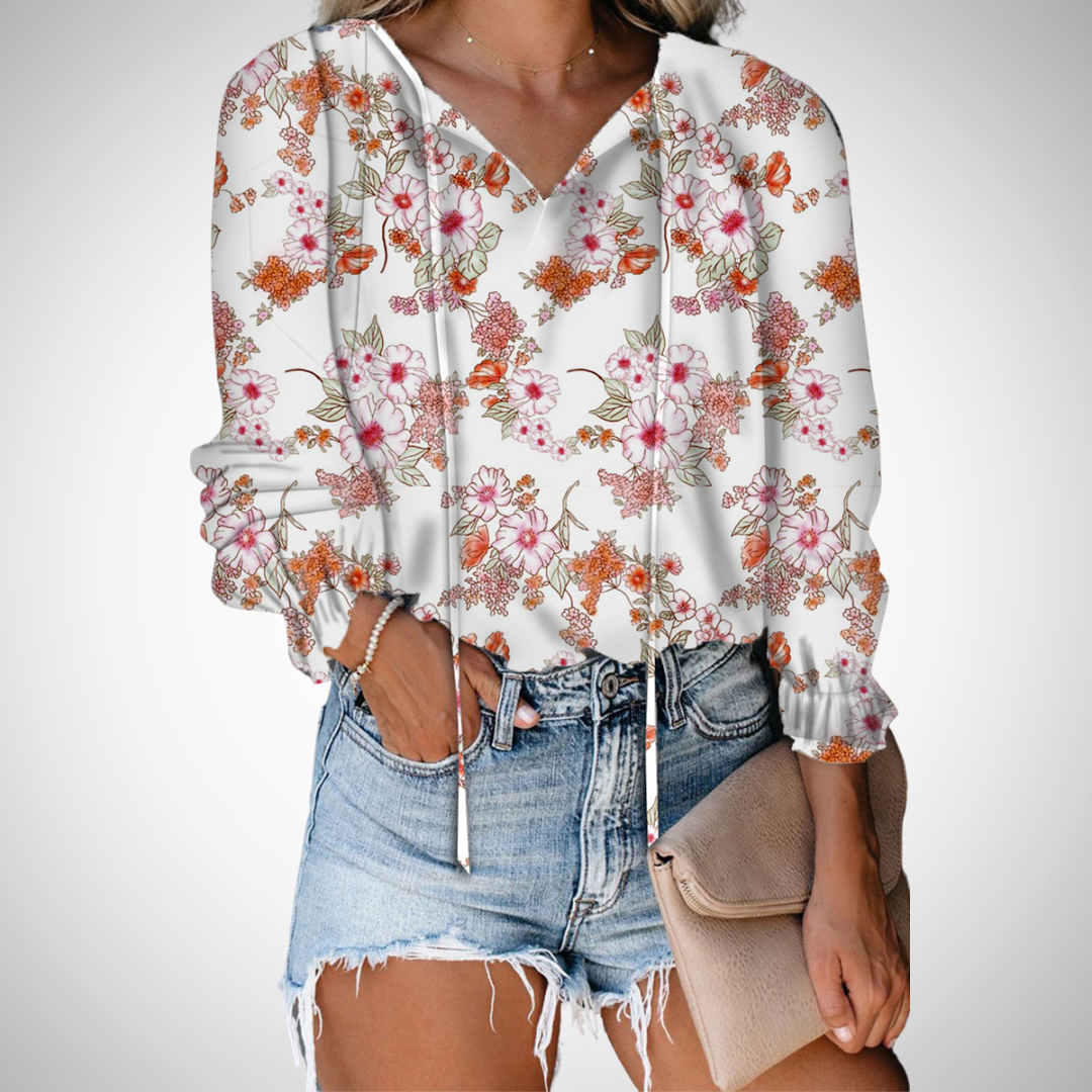 Dorota Printed V-Neck Top for Women