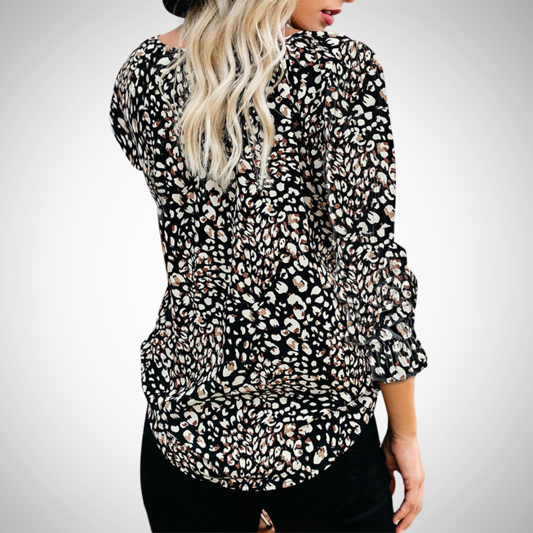 Dorota Printed V-Neck Top for Women