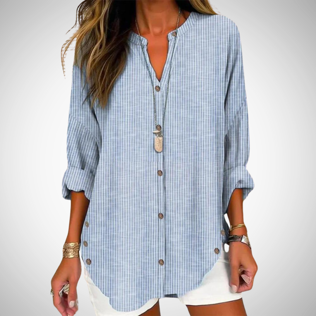 Julia Striped V-Neck Long Sleeve Top for Women