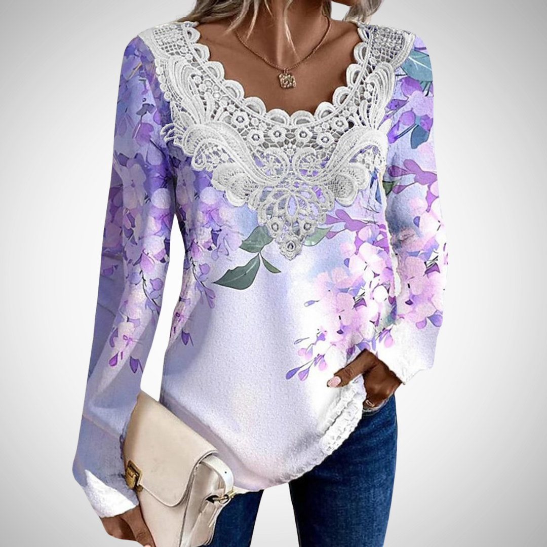 Debora Lace Collar Long Sleeve Blouse for Women