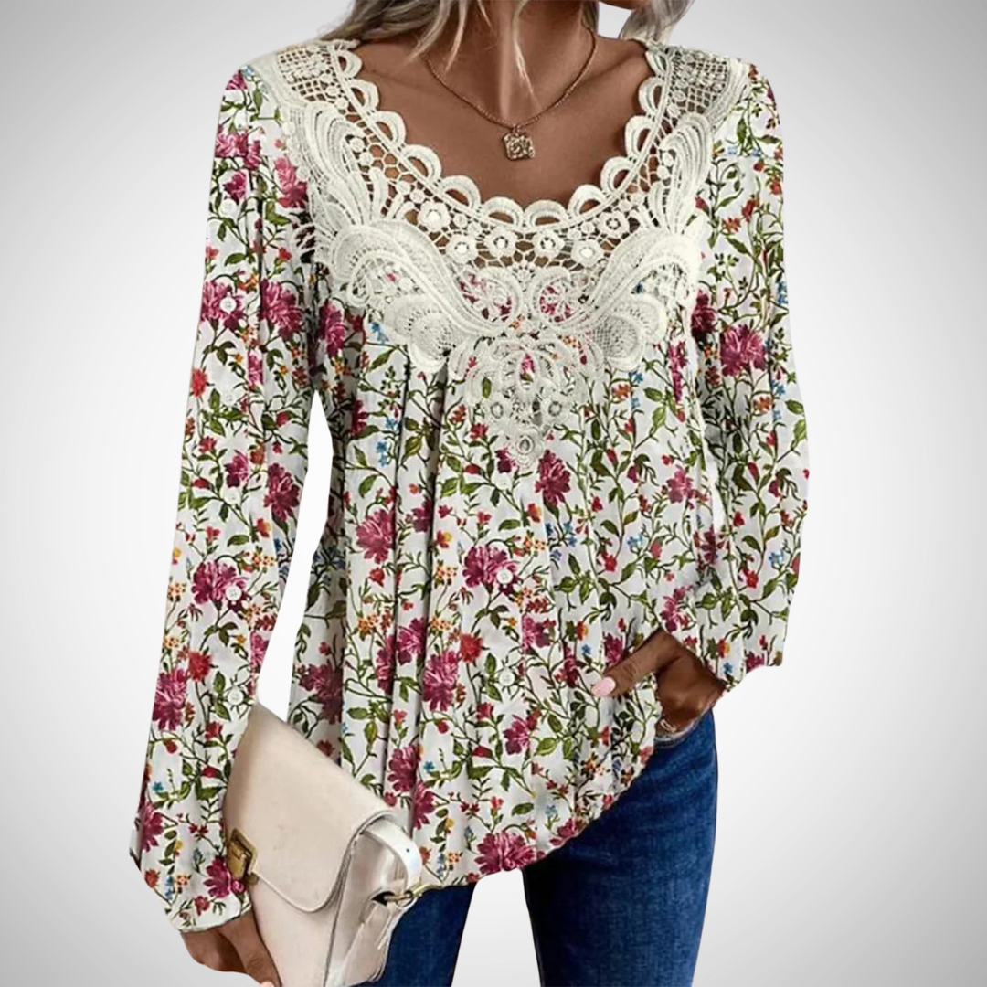 Debora Lace Collar Long Sleeve Blouse for Women