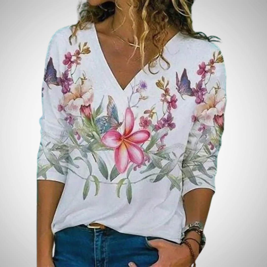 Kerstin Floral V-Neck Blouse for Women