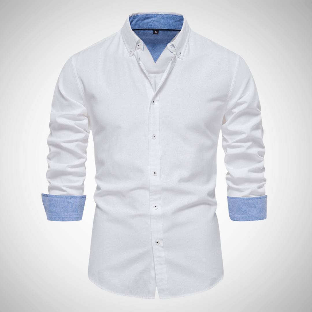 Dries Black Oxford Long Sleeve Shirt for Men