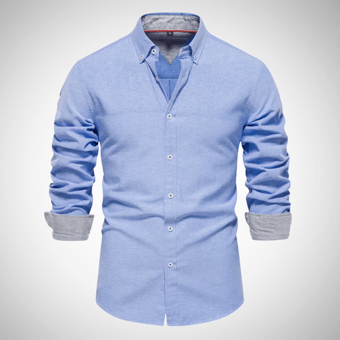 Dries Black Oxford Long Sleeve Shirt for Men