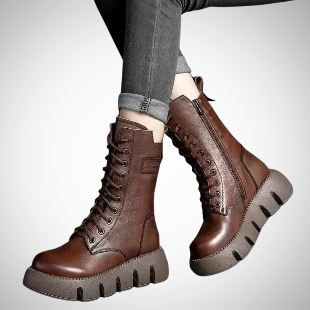 Lena Vegan Leather Platform Ankle Boots with Zipper for Women | Perfect for Casual Days