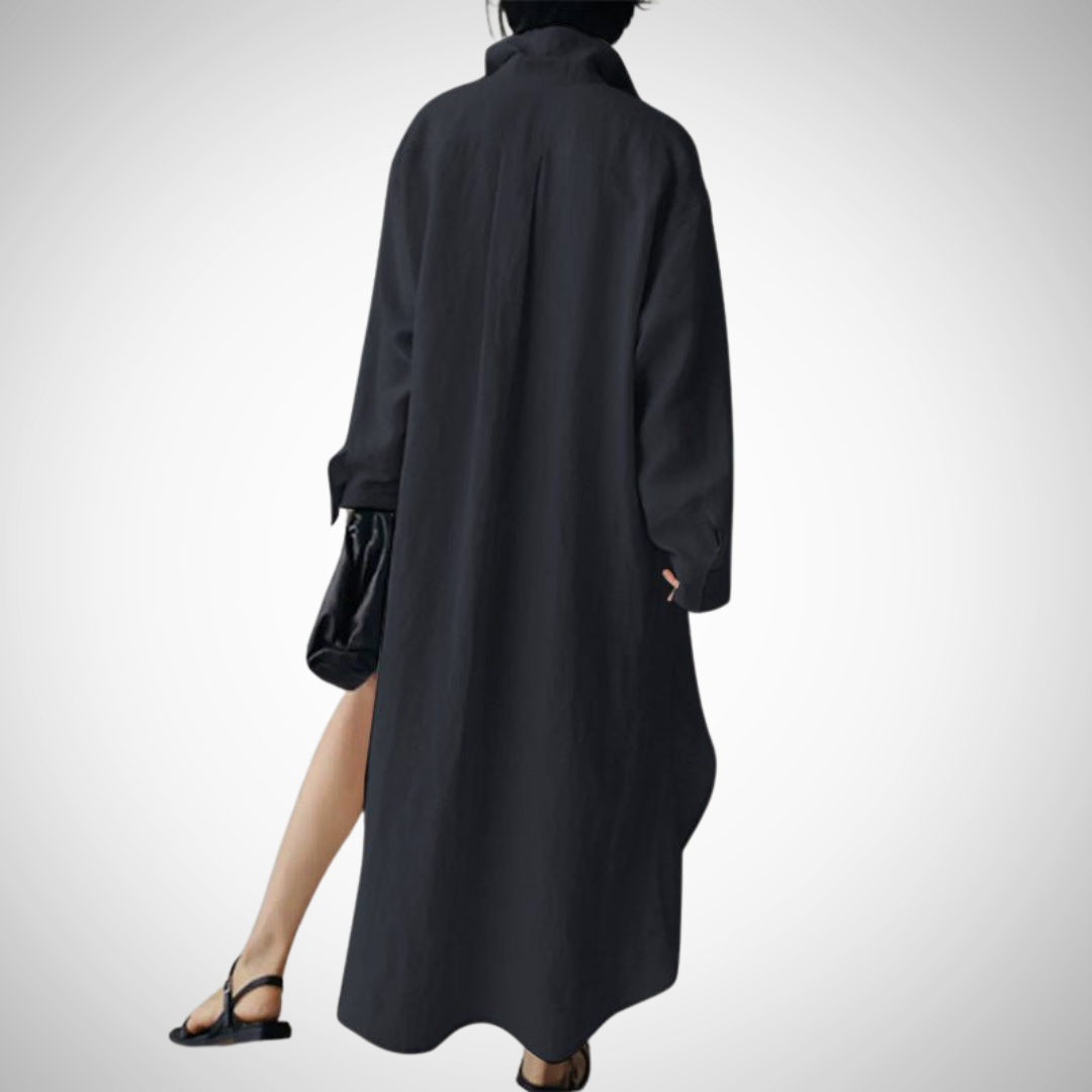 Cindy Oversized Fall Linen Shirt Dress for Women