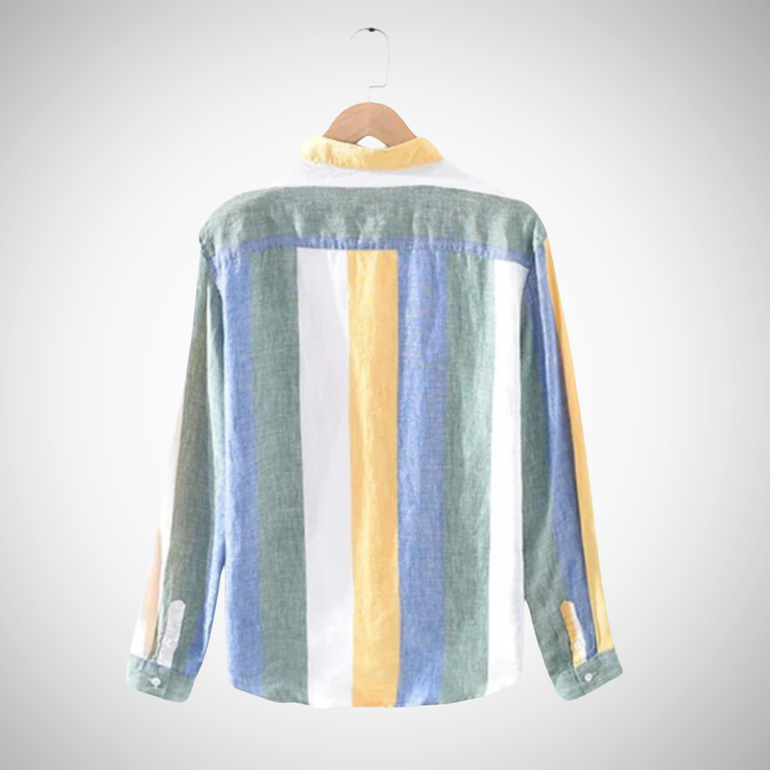 Chemise boutonnée en lin à rayures Wally pour homme