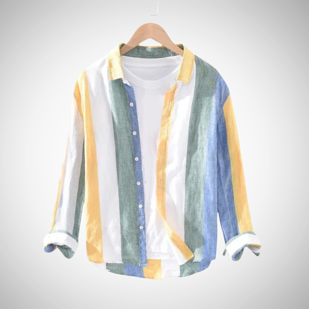 Chemise boutonnée en lin à rayures Wally pour homme