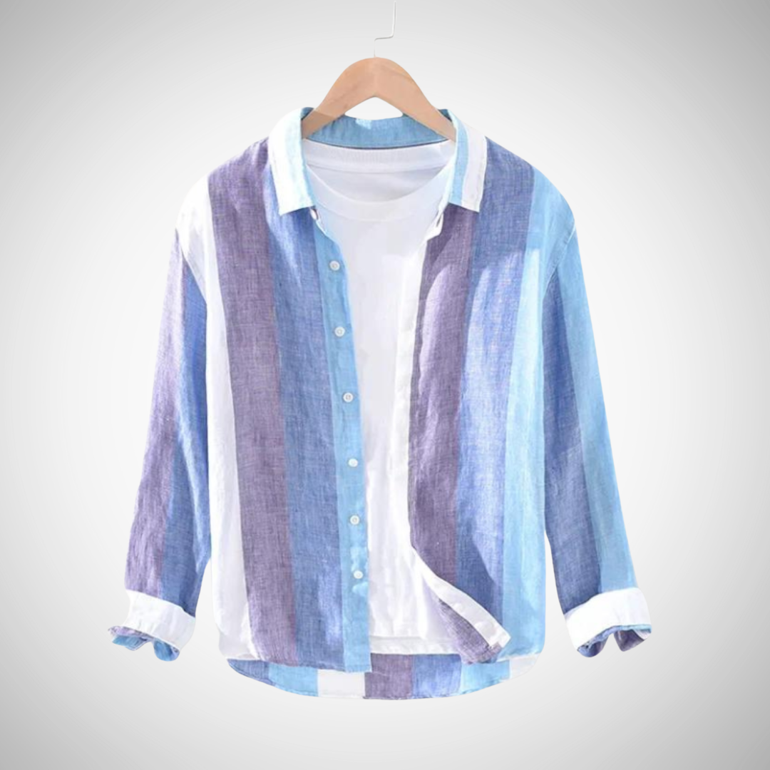 Chemise boutonnée en lin à rayures Wally pour homme