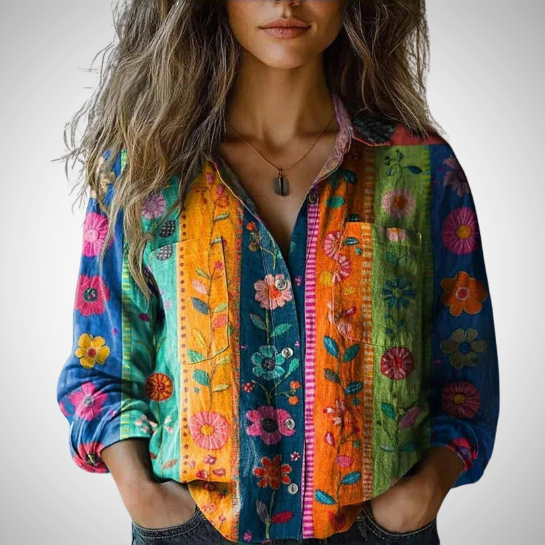 Chiara Printed Vintage Blouse for Women