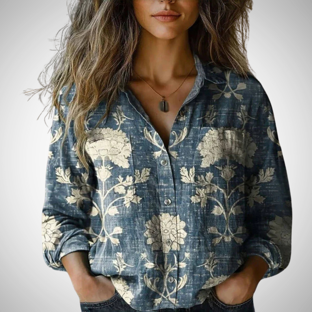 Chiara Printed Vintage Blouse for Women