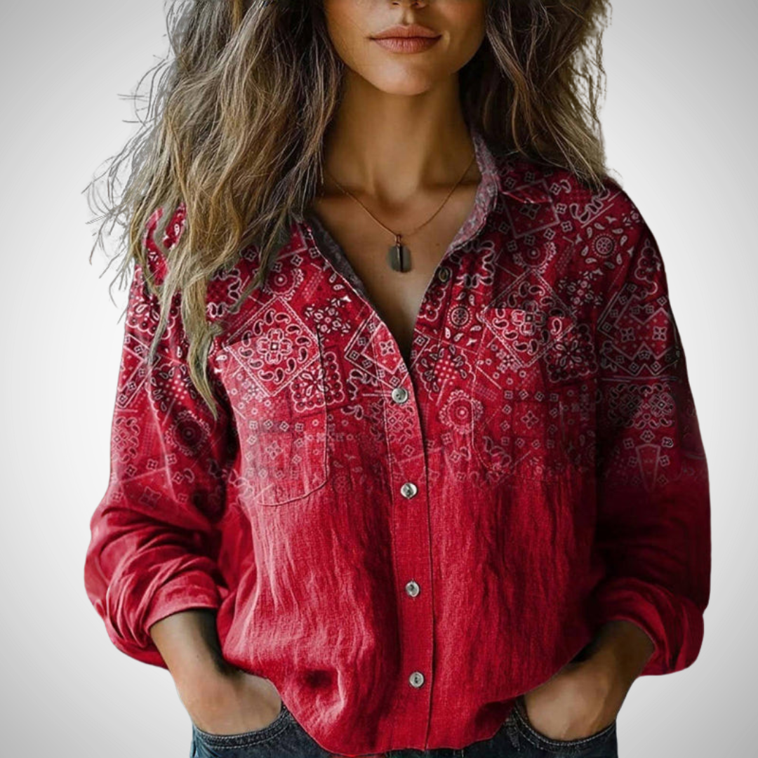 Chiara Printed Vintage Blouse for Women