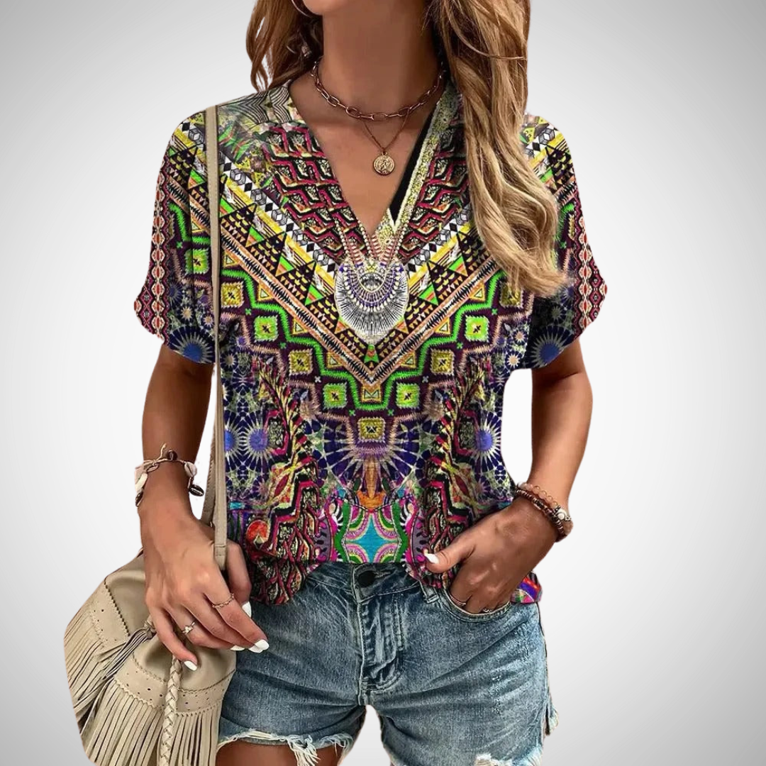 Patricia Bohemian V-Neck Top for Women