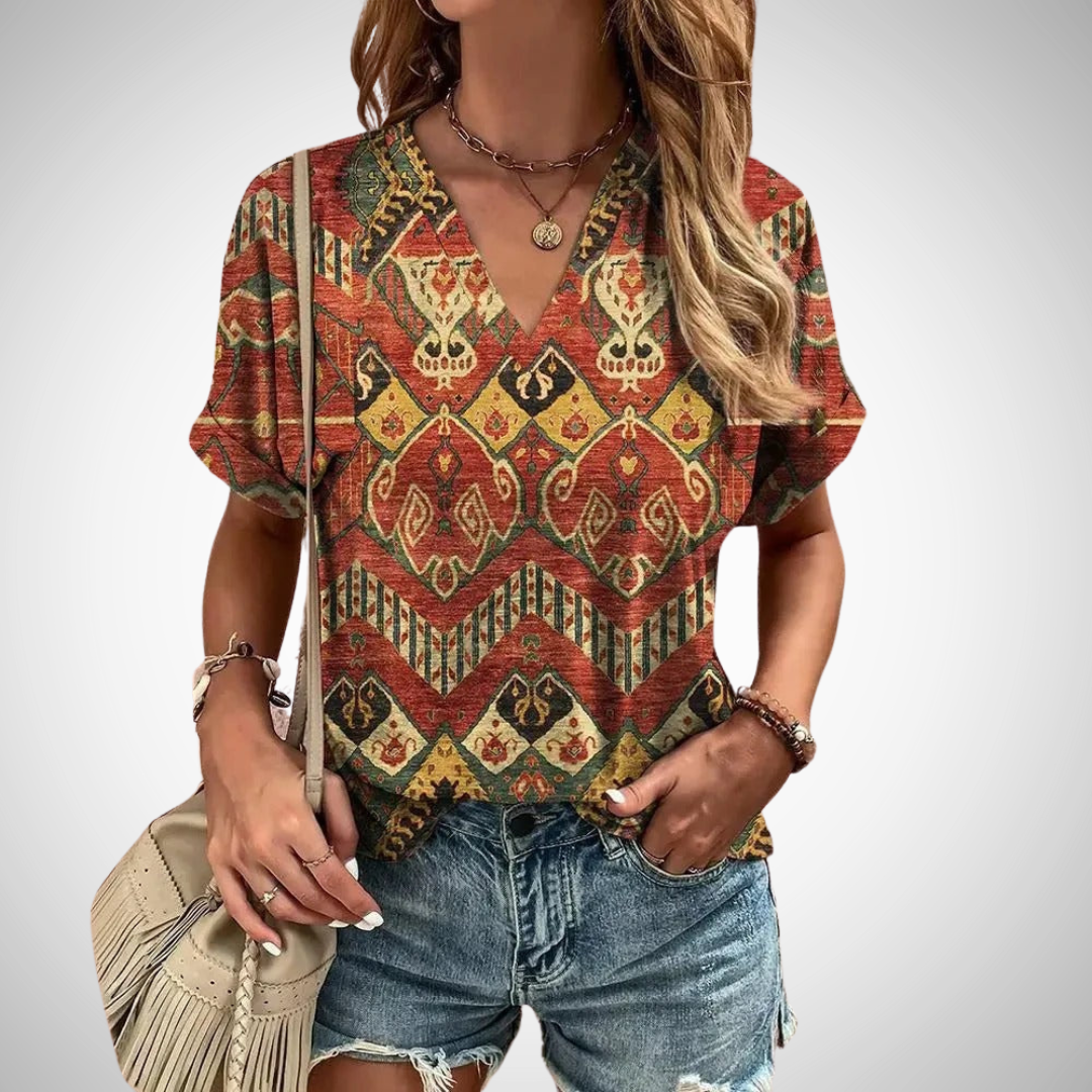 Patricia Bohemian V-Neck Top for Women