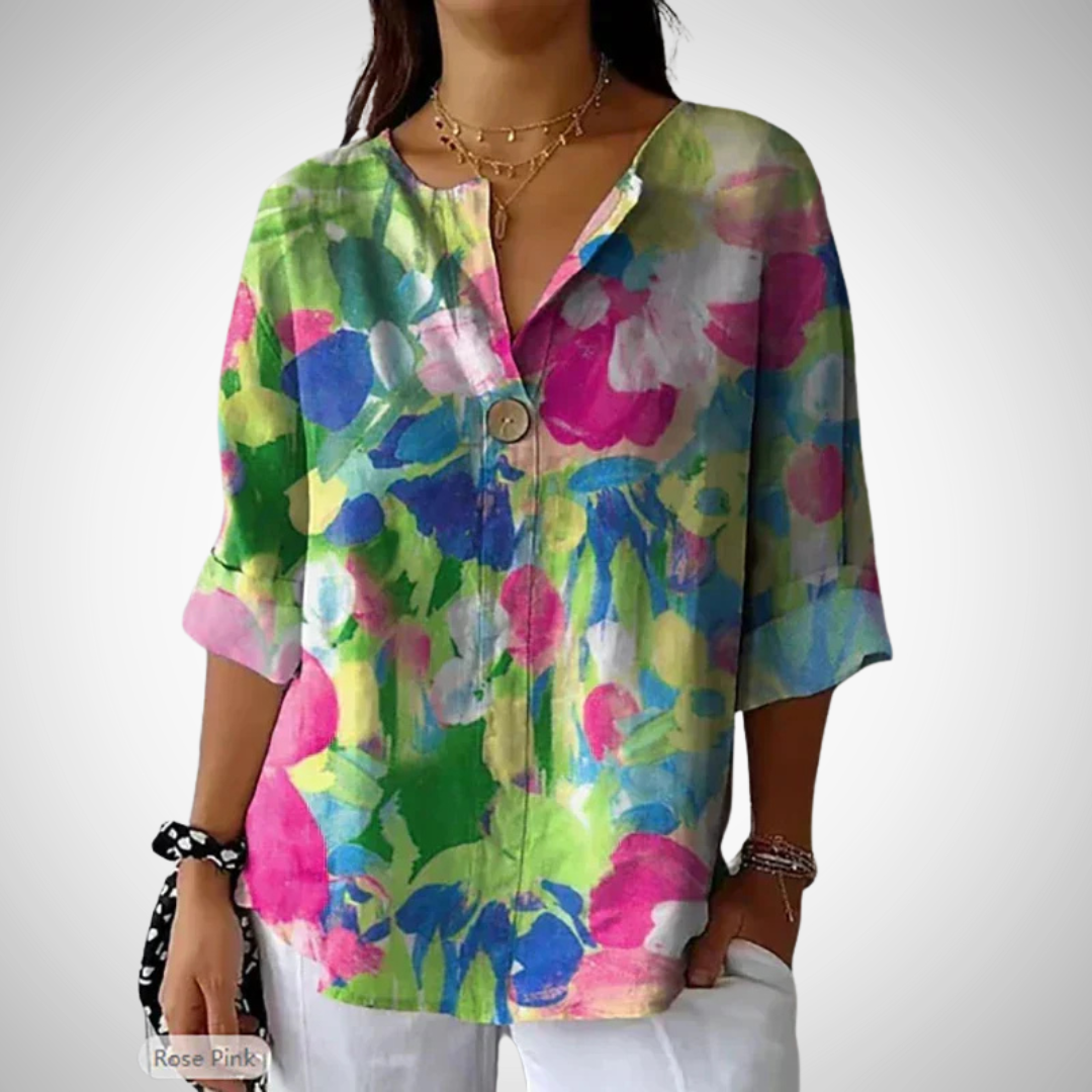 Elisabetta Chic Fall-Summer Floral Blouse for Women