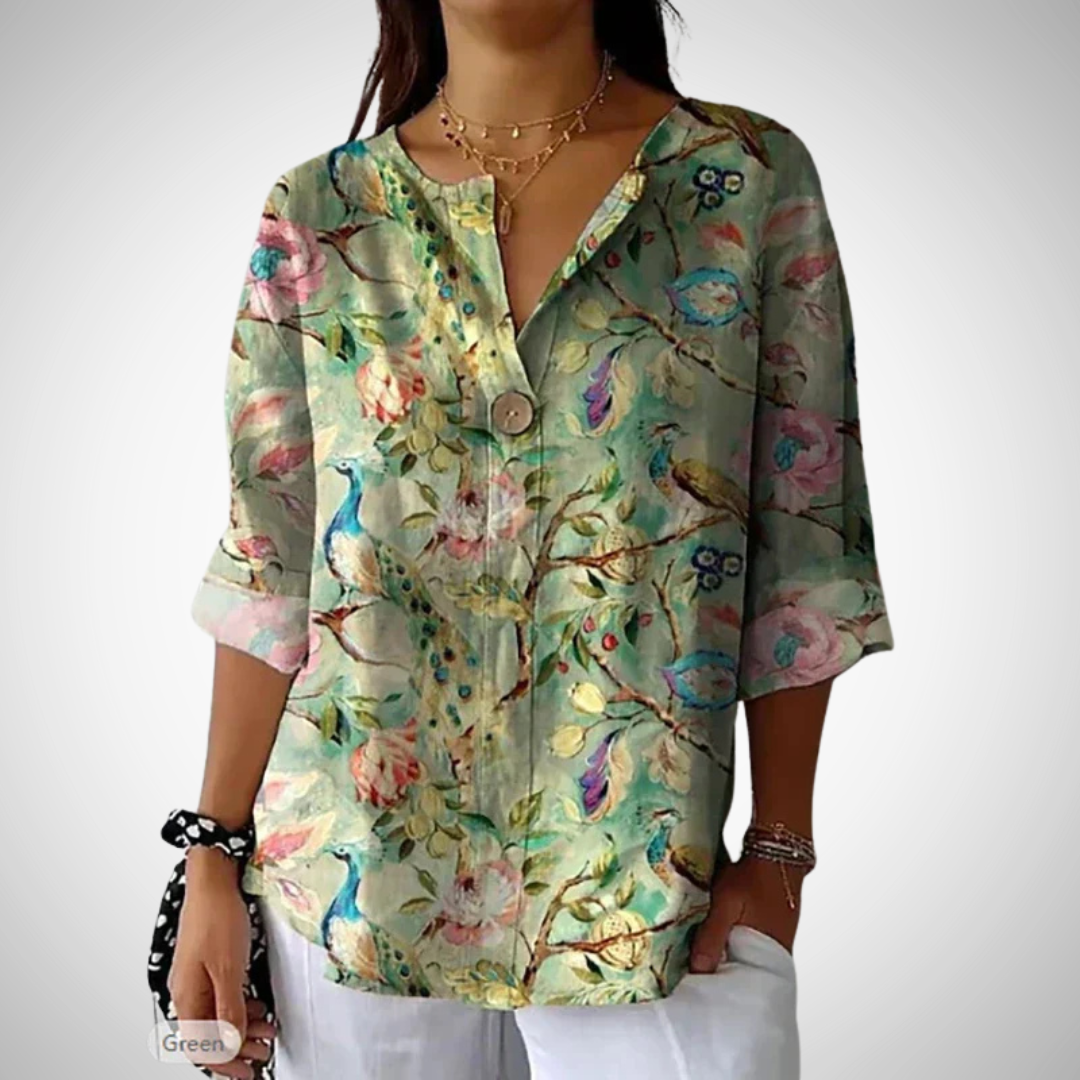 Elisabetta Chic Fall-Summer Floral Blouse for Women