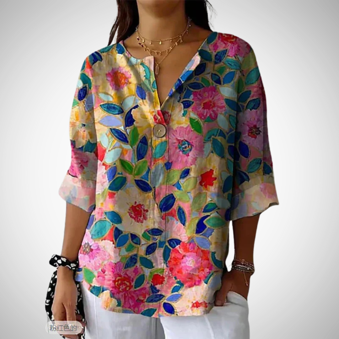 Elisabetta Chic Fall-Summer Floral Blouse for Women