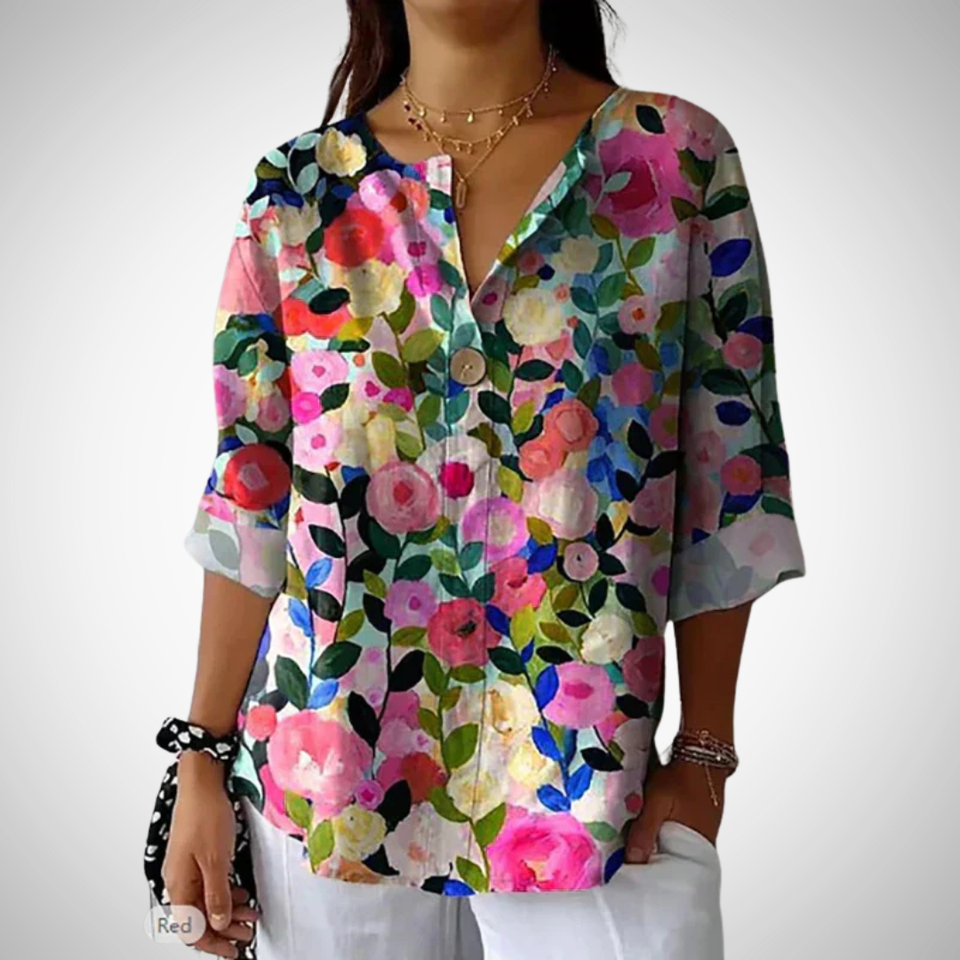 Elisabetta Chic Fall-Summer Floral Blouse for Women