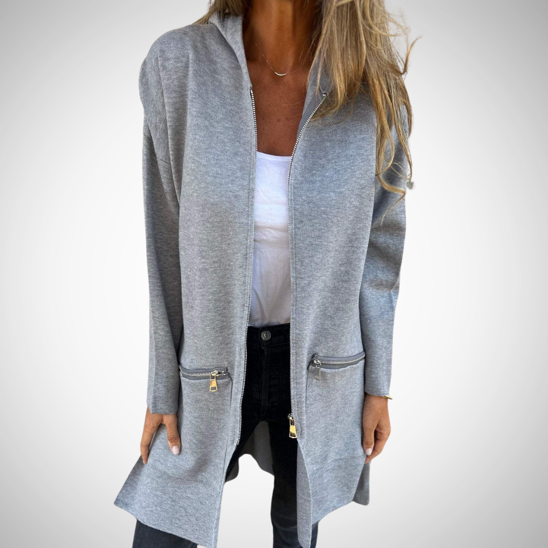 Cardigan long à capuche Harriet pour femme