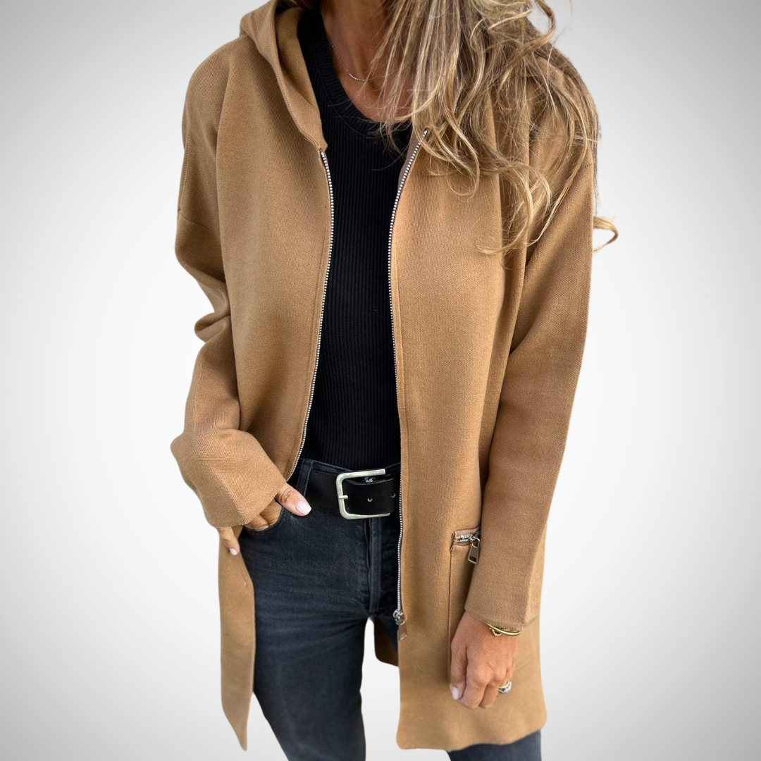 Cardigan long à capuche Harriet pour femme