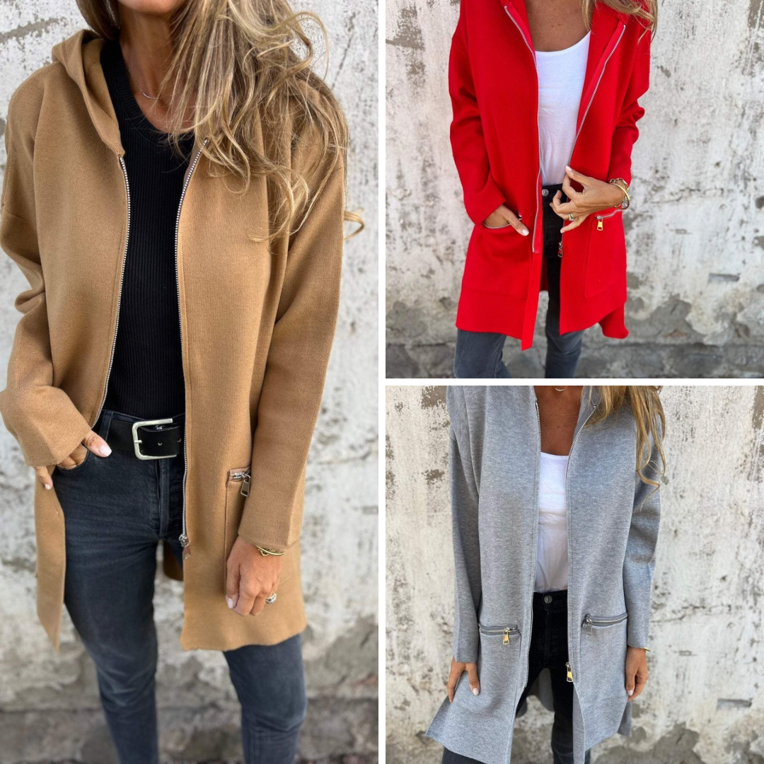 Cardigan long à capuche Harriet pour femme