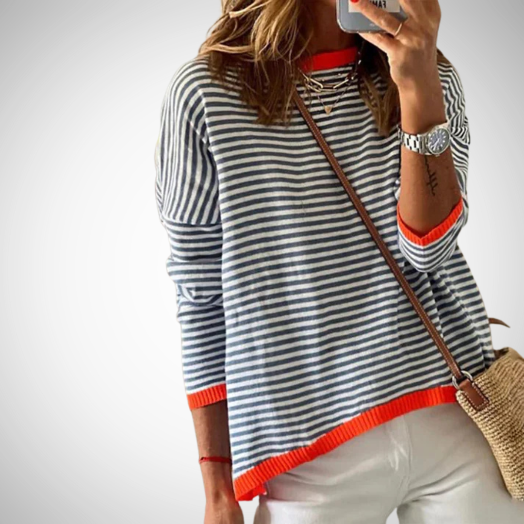 Lavinia Navy & White Striped Long Sleeve for Women