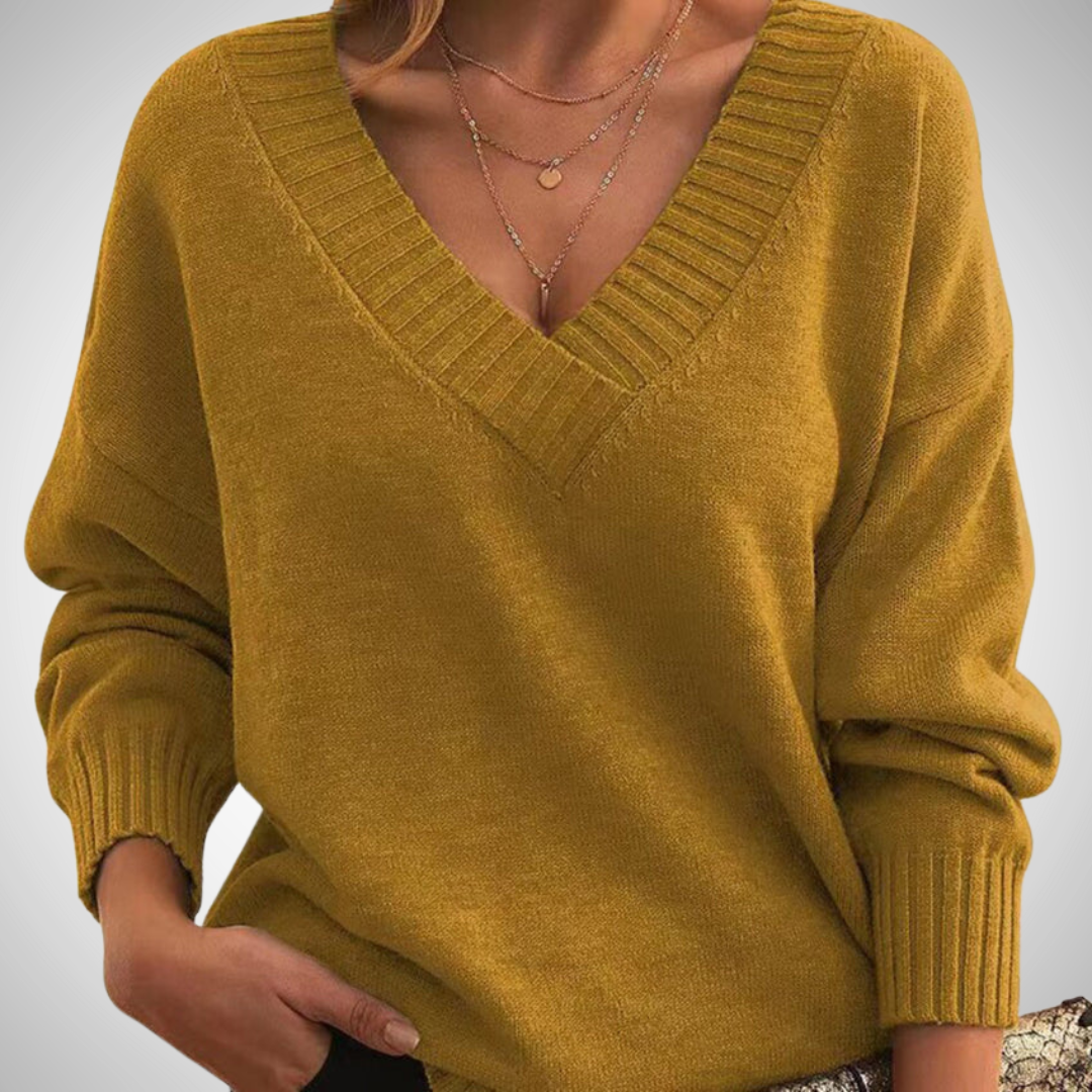 Jacqueline Relaxed V-Neck Sweater for Women