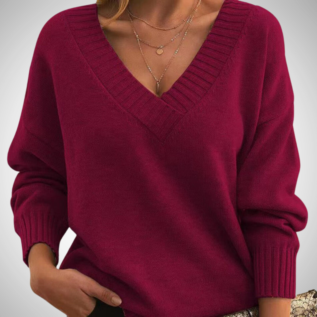 Jacqueline Relaxed V-Neck Sweater for Women