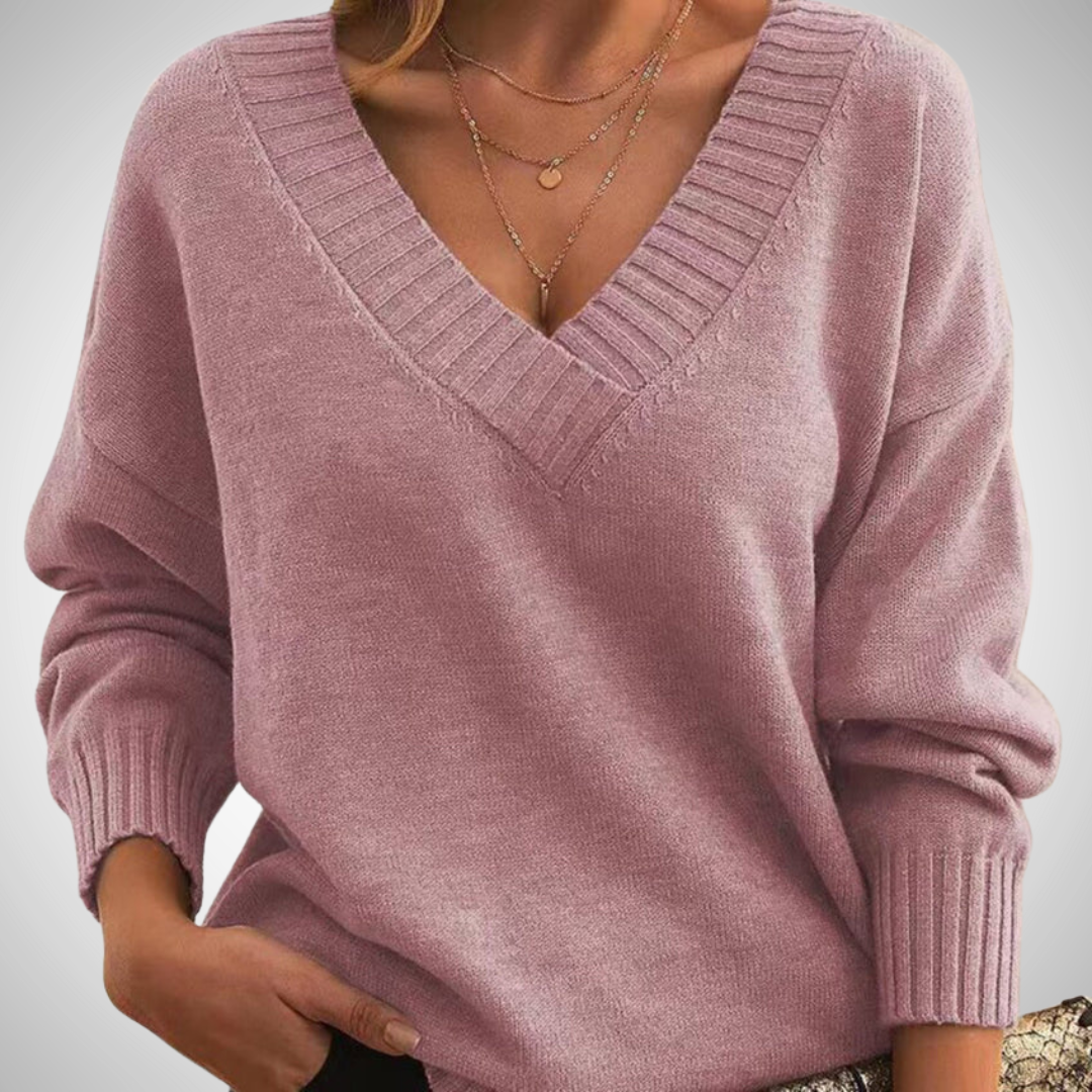 Jacqueline Relaxed V-Neck Sweater for Women