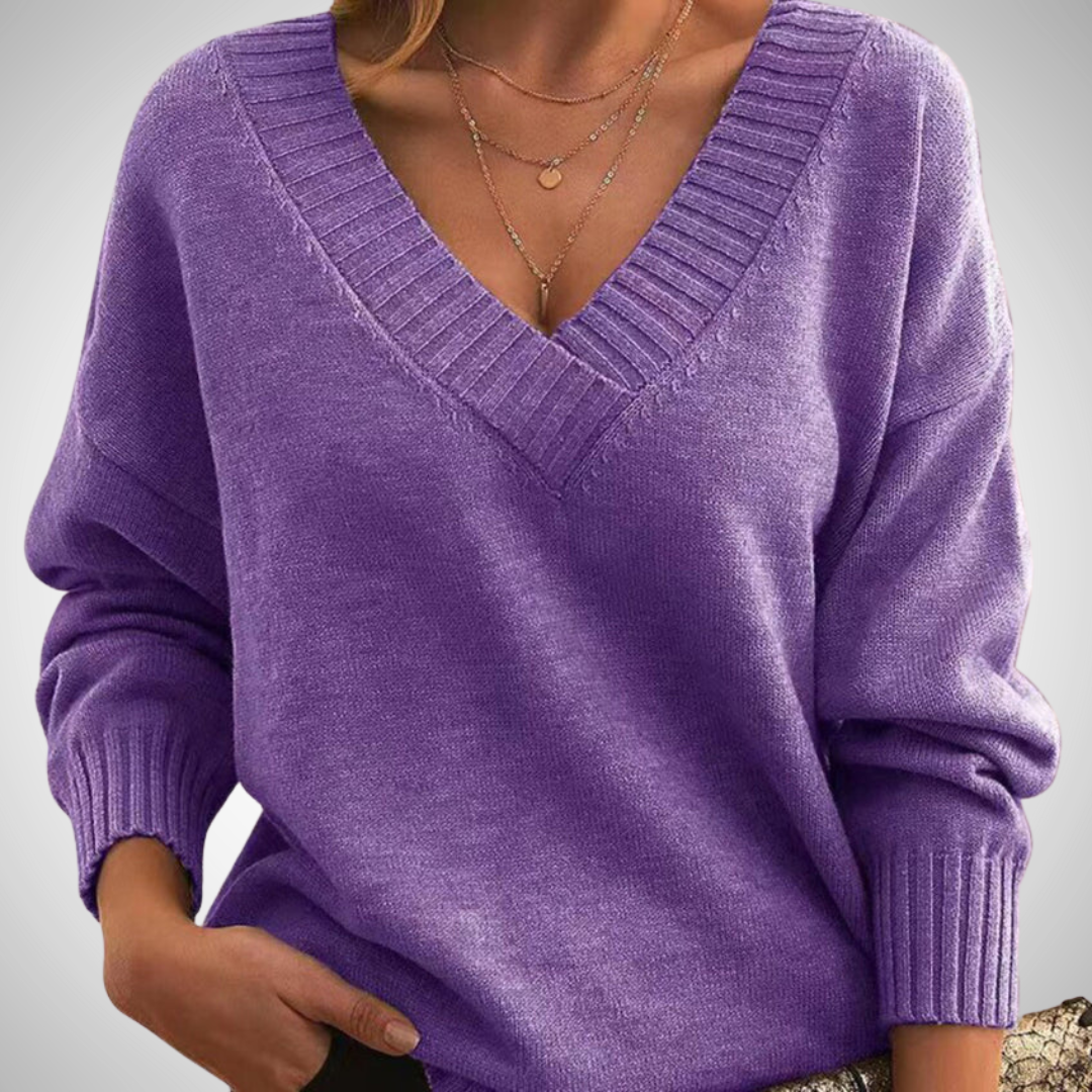 Jacqueline Relaxed V-Neck Sweater for Women