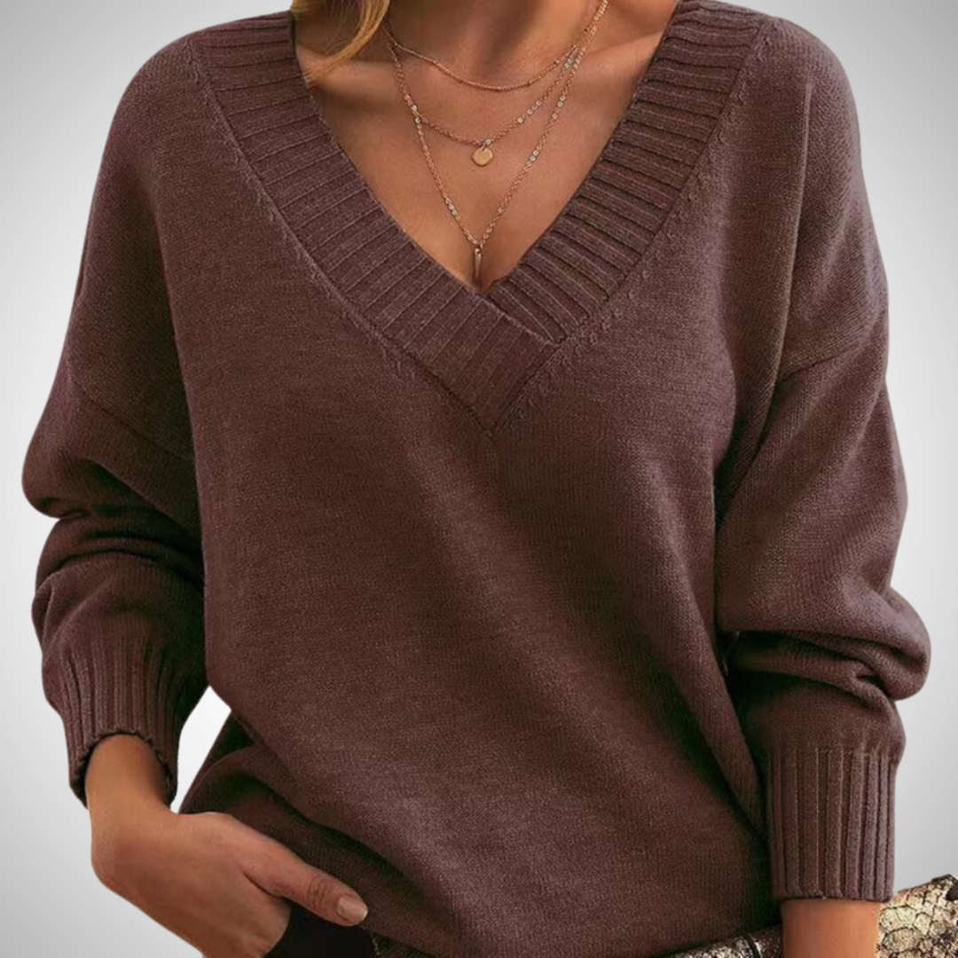 Jacqueline Relaxed V-Neck Sweater for Women