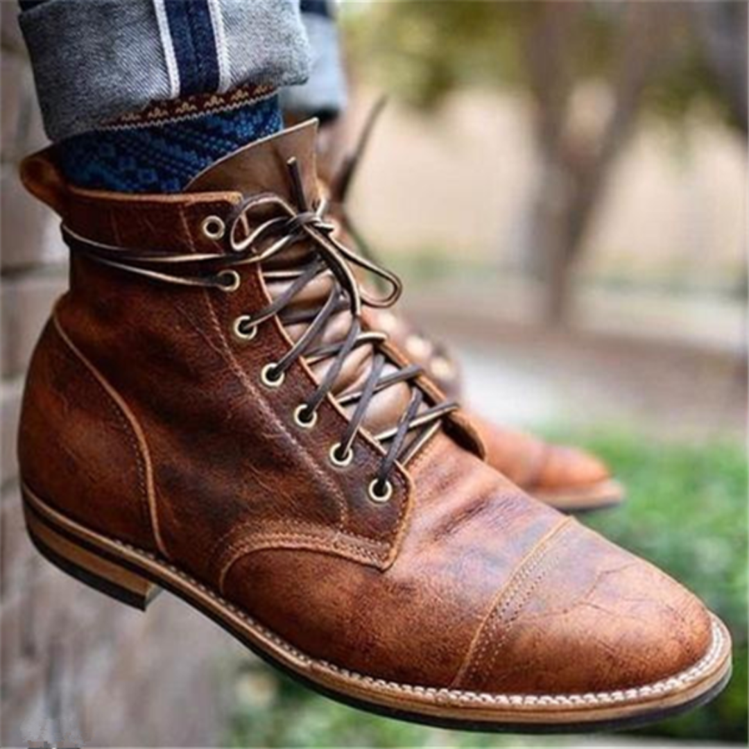 Elliot Lace-up Faux Leather Boots for Men