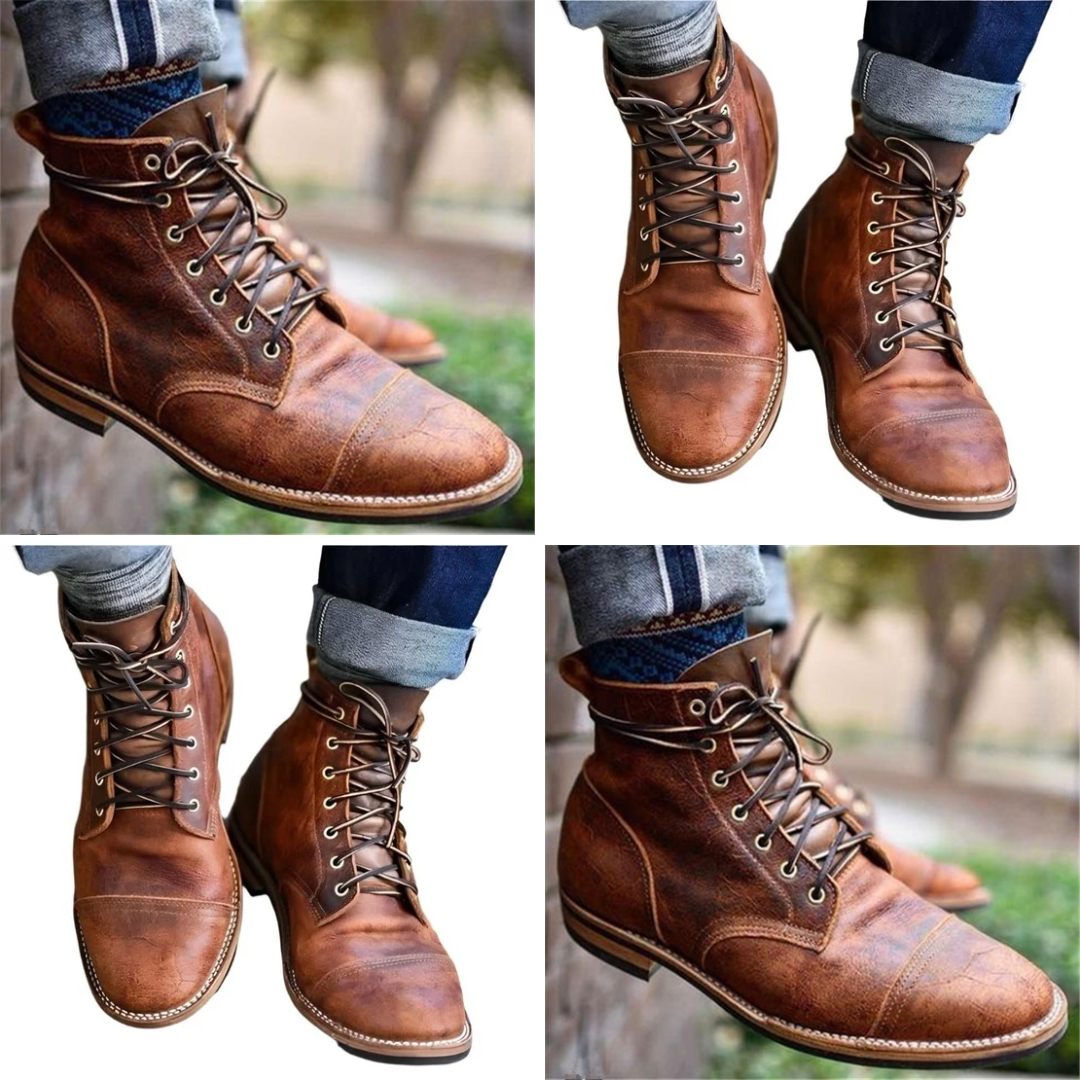 Elliot Lace-up Faux Leather Boots for Men
