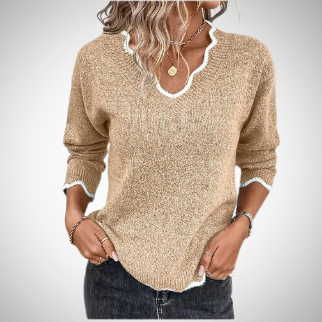 Geraldine Stylish Knitted Jumper with V-Neckline for Women