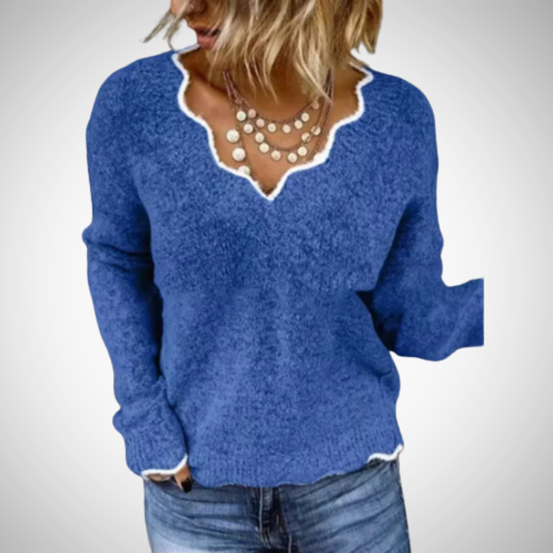 Geraldine Stylish Knitted Jumper with V-Neckline for Women