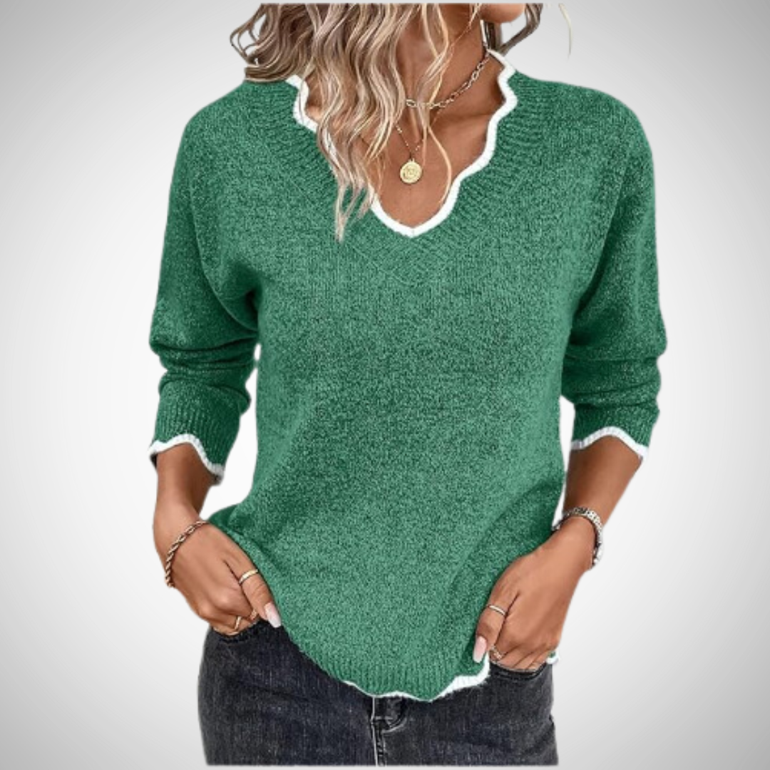 Geraldine Stylish Knitted Jumper with V-Neckline for Women