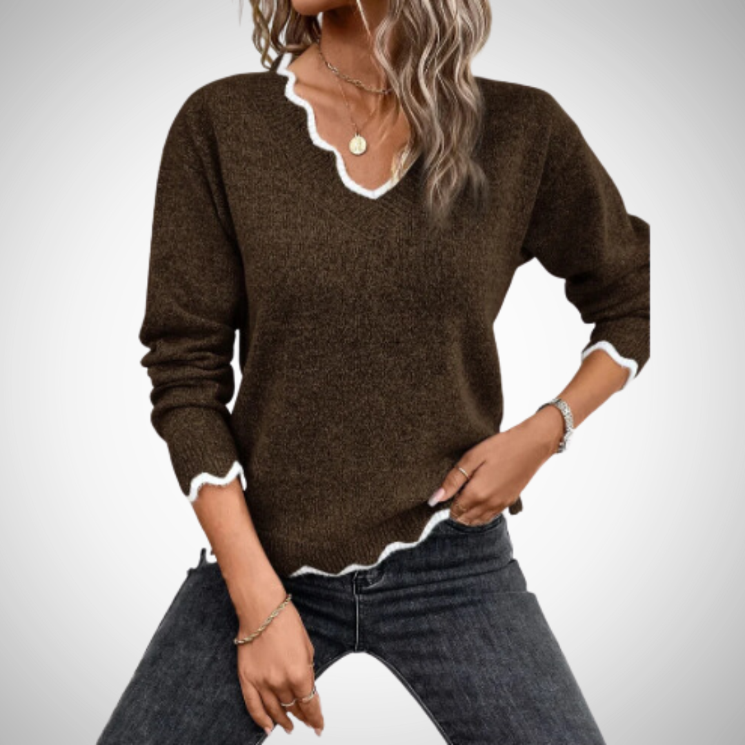 Geraldine Stylish Knitted Jumper with V-Neckline for Women