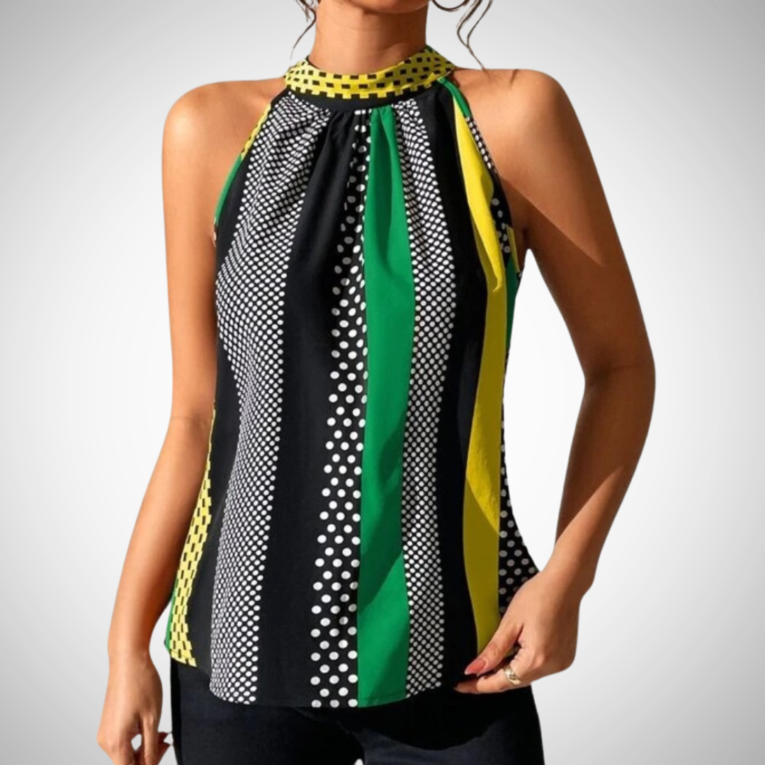 Fabiola Patterned Halter Neck Top for Women