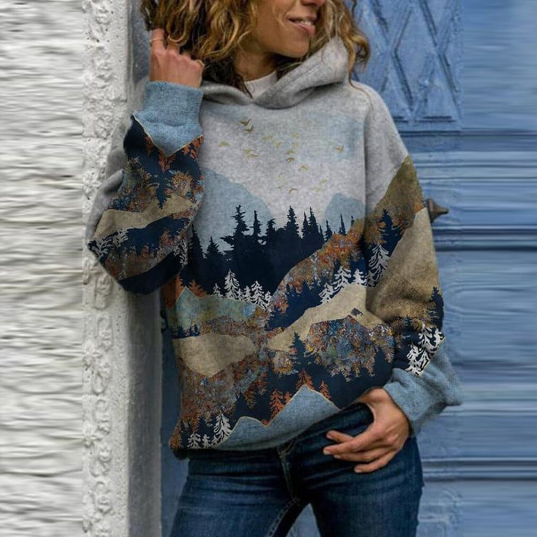 Dora Mountain Landscape Hoodie for Women