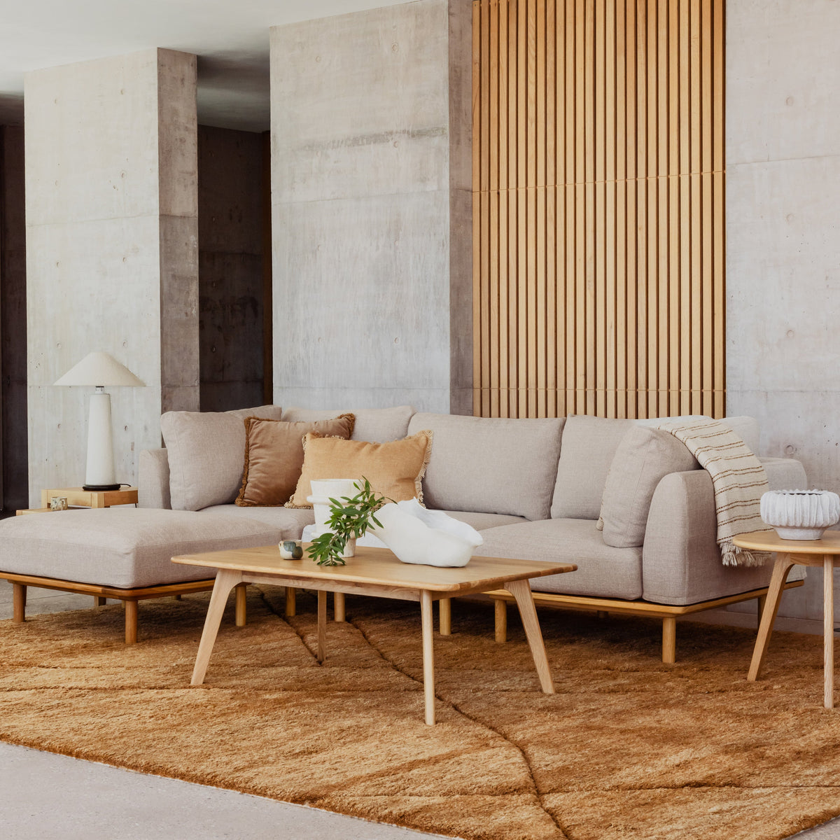 Anika Modular 3-Seater Chaise, Ivory Beige, styled in a real room