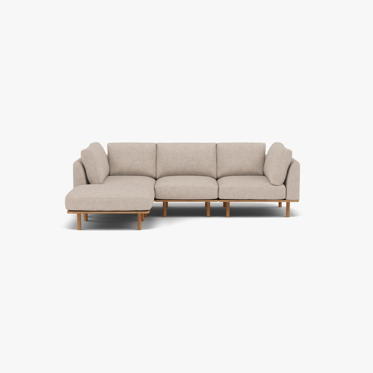 Anika Modular 3-Seater Chaise, Ivory Beige, styled with cushions