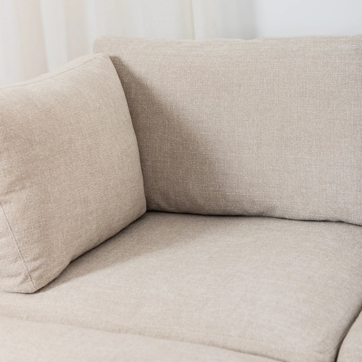 Anika Modular 3-Seater Chaise, Ivory Beige, back and frame view